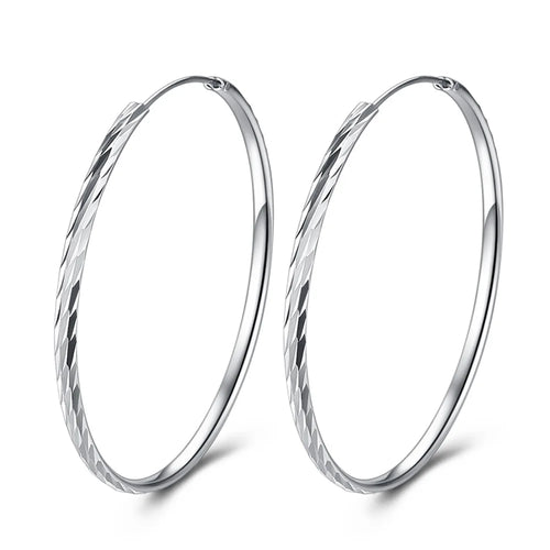 Sterling Silver 30-60mm Meteor Shower Hoop Earrings for Women