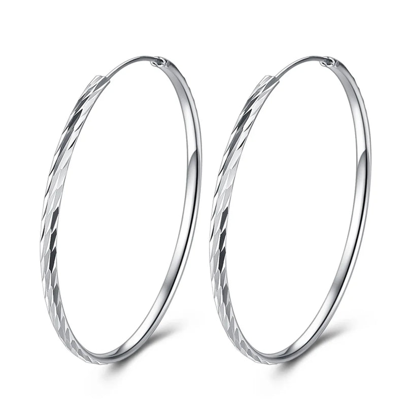Sterling Silver 30-60mm Meteor Shower Hoop Earrings for Women