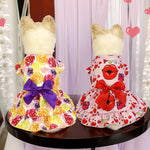 Female Dog Princess Wedding Dress Spring Summer Pet Clothes Rosette&Bow Dresses Cat Puppy Skirt for Small Dogs Ropa Perro