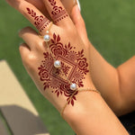Waterproof Henna Tattoo Stickers for Women Flower Instant Fake Tattoo for Hand Temporary Tattoos for Wedding Party Festival