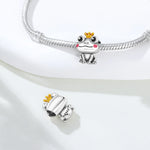 925 Sterling Silver Crown Frog Animal Charm Bead