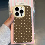 Fashionable Retro White Polka Dots Design Phone Case for iPhone 17 16 15 14 13 12 11 Pro Max XS X 7 8 Plus SE 2022 16E TPU Cover