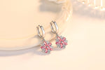 925 Sterling Silver Pink Petal Zircon Stud Earrings for Women