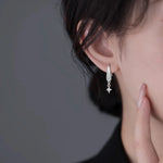 Sterling Silver Sanded Star Stud Earrings for Women - Wedding