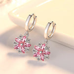 925 Sterling Silver Pink Petal Zircon Stud Earrings for Women