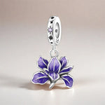 925 Sterling Silver Blooming Iris Flower Charm Bead