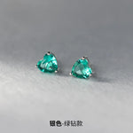 925 Sterling Silver Heart Zircon Stud Earrings for Women