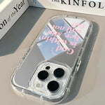 Pink English Pattern Phone Case For iPhone 11 12 13 14 15 16 17 Pro Max 7 8 16 Plus XR X XS Max 16E 17E Luxury Mirror Back Cover
