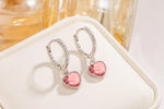 Sterling Silver Pink Heart Stud Earrings for Women - Elegant Gift
