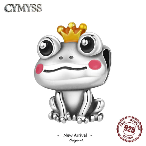 925 Sterling Silver Crown Frog Animal Charm Bead