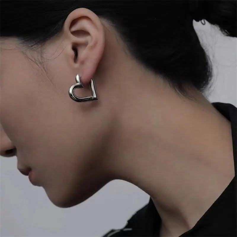 925 Sterling Silver Heart Love Hoop Earrings for Women