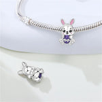 925 Sterling Silver Easter Bunny Egg Charm Bead
