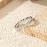 MODIAN D Color VVS1 Moissanite 925 Sterling Silver Trendy Double-layer Eternity Finger Rings For Women Daily Fine Jewelry Gift