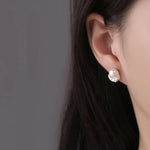 Sterling Silver Irregular Pearl Earrings for Women - Vintage Wedding