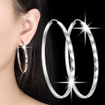 Sterling Silver Diamond-Cut 3-6cm Hoop Earrings for Women