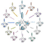 925 Sterling Silver 1-12 Month Birthstone Charm Bead