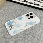 Elegant Blue Tulip Print Soft Phone Case For iPhone 17 16 15 14 13 12 11 Pro Max  PLUS Floral White Shockproof Bumper Back Cover