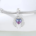 925 Sterling Silver Zircon Winged Heart Charm Bead