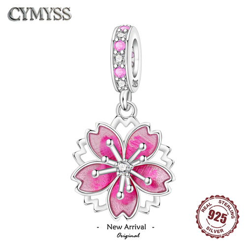 925 Sterling Silver Rotating Cherry Blossom Charm Bead