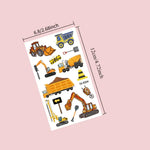 10 Sheets Excavator Vehicle Pattern Temporary Tattoos For Hand Body Engineering Crane, Cartoon Tattoos Stickers