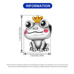 925 Sterling Silver Crown Frog Animal Charm Bead