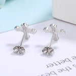 Sterling Silver Black Cross Stud Earrings for Women - Wedding