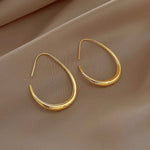 Sterling Silver Gold Ellipse Hoop Earrings for Women - Wedding Gift