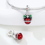 925 Sterling Silver Red Bell Festive Charm Bead
