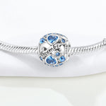 925 Sterling Silver Birthstone Heart Zircon Charm Bead