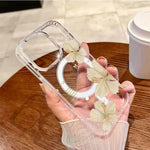 Floral Lily Orchid Pattern Magnetic Phone Case For Samsung Galaxy S25 Ultra S24 S23 Plus FE S24 Ultra S24FE Hard Clear Cover