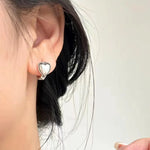 925 Sterling Silver Heart Hoop Earrings for Women