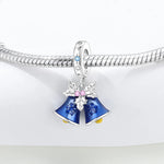 925 Sterling Silver Zircon Blue Bell Christmas Charm Bead