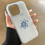 Cute Blue Line Turtle Phone Case For Samsung Galaxy S26 S24 S25 FE S23 S22 Ultra Plus A57 A56 A55 A37 A36 A35 A26 A17 A16 Cover