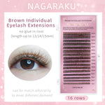 NAGARAKU Dark Brown Lash Extension Maquillaje Makeup Individual High Quality Soft Natural Synthetic Mink 16 Lines（old box）