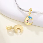 925 Sterling Silver Moon Sleep Cap Star Charm Pendant