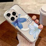 Floral Lily Orchid Pattern Magnetic Phone Case For Samsung Galaxy S25 Ultra S24 S23 Plus FE S24 Ultra S24FE Hard Clear Cover