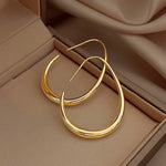 Sterling Silver Gold Ellipse Hoop Earrings for Women - Wedding Gift