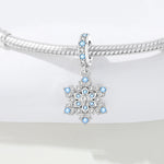 925 Sterling Silver Zircon Snowflake Charm Bead for Bracelet