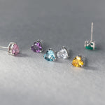 925 Sterling Silver Heart Zircon Stud Earrings for Women