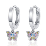 925 Sterling Silver Butterfly Zircon Stud Earrings for Women