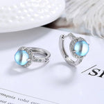 Sterling Silver Moonstone Crystal Ring Earrings for Women