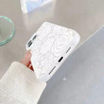 White Lace Flower Pattern Phone Case For Samsung Galaxy A16 A26 A36 A56 A55 S25 FE S24 Ultra S23 Plus S22 Shockproof Cover Cases