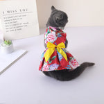 Classic Chinese Style Cat Dresses with Bow for Cats Ragdoll Siamese Cool Summer Pet Clothes Kitten Dress Vestidos Para Mascotas