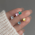 925 Sterling Silver Heart Zircon Stud Earrings for Women