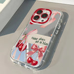 Red Ribbon Bow Cherry New Mirror Design Phone Case For iPhone 11 12 13 14 15 16 17 Pro Max 7 8 Plus XR XS 16E 17E Soft Cover