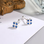 925 Sterling Silver Blue Zircon Stud Earrings for Women