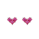 Sterling Silver Heart Zircon Stud Earrings for Women - Wedding Gift