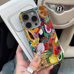 Fig-shaped Bead Embroidery Print Phone Case for iPhone 17 16 15 14 13 12 11 Pro Max XS XR 16e Cover Funda for iPhone 16 Pro Max