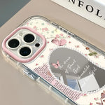 Fashion Minimalist Pattern Mirror Phone Case For iPhone 17 Pro 16 15 14 13 12 11 Pro Max 7 8 Plus XR X XS 16E Mirror Cream Cover