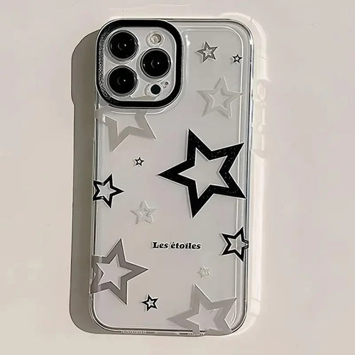 Black And Gray Star Simple Thickened Transparent Case For Xiaomi Poco X6 F6 X5 X3 F3 M6 X7 Pro Shockproof Soft Clear Back Cover